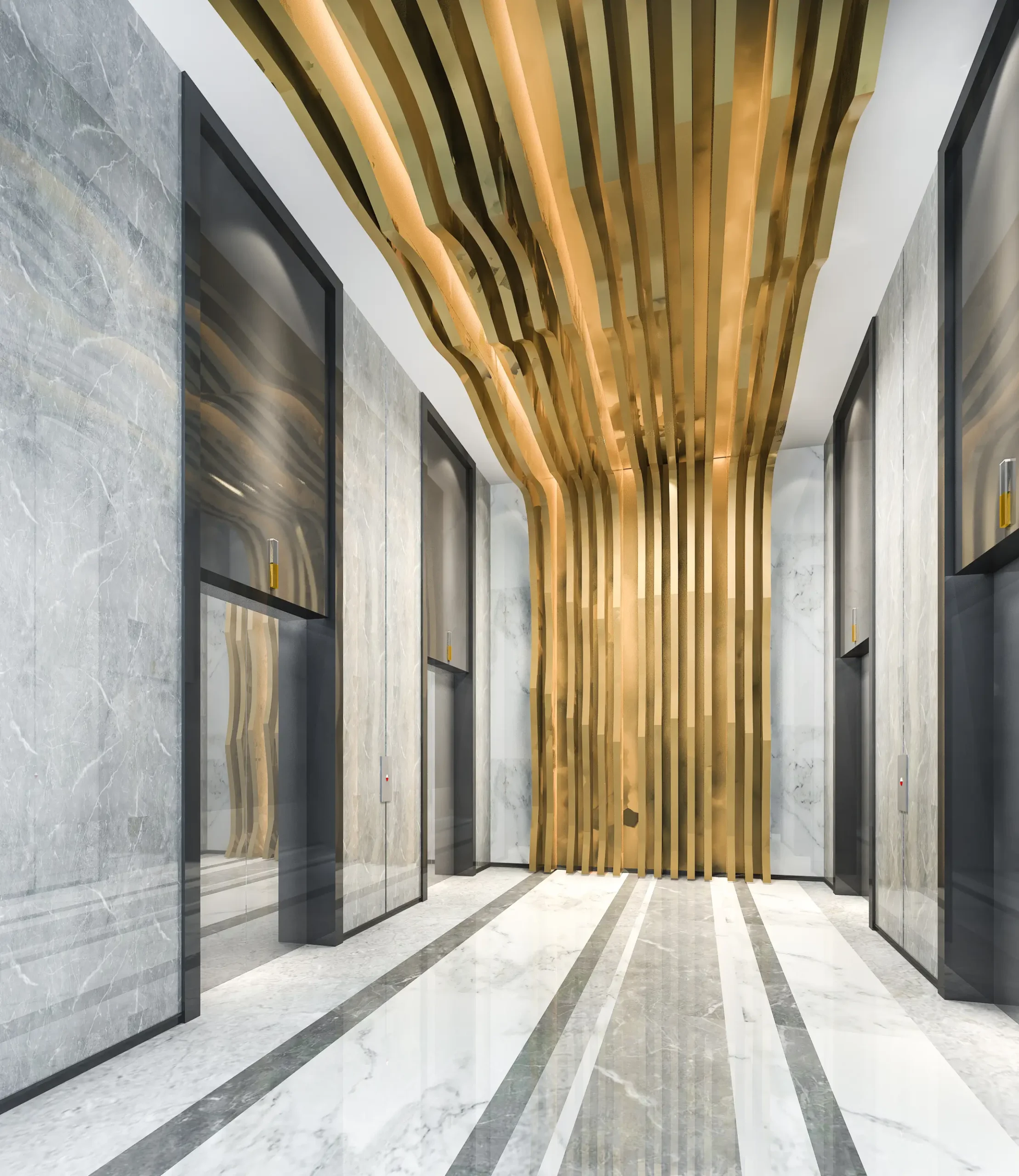 3d-rendering-modern-steel-elevator-lift-lobby-business-hotel-with-luxury-design